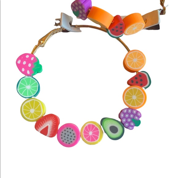 Fruit Beaded Colorful Hoop Earrings - Picture 3 of 4